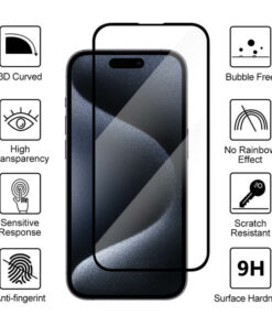 3D Edge to Edge Full Cover Tempered Glass For iPhone 15 Pro 2